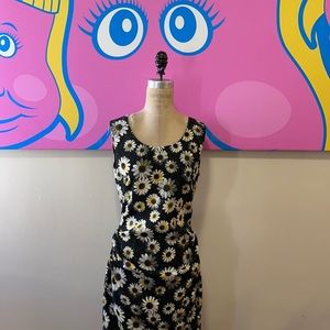 Moschino Cheap Chic Black Yellow Daisy Dress
